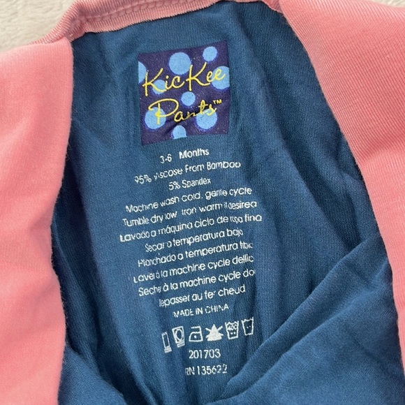 NWT Kickee‎ Pants Bamboo 3-6 Mos Blue Pink Ruffle Floral Romper Polka Dot - Picture 3 of 5